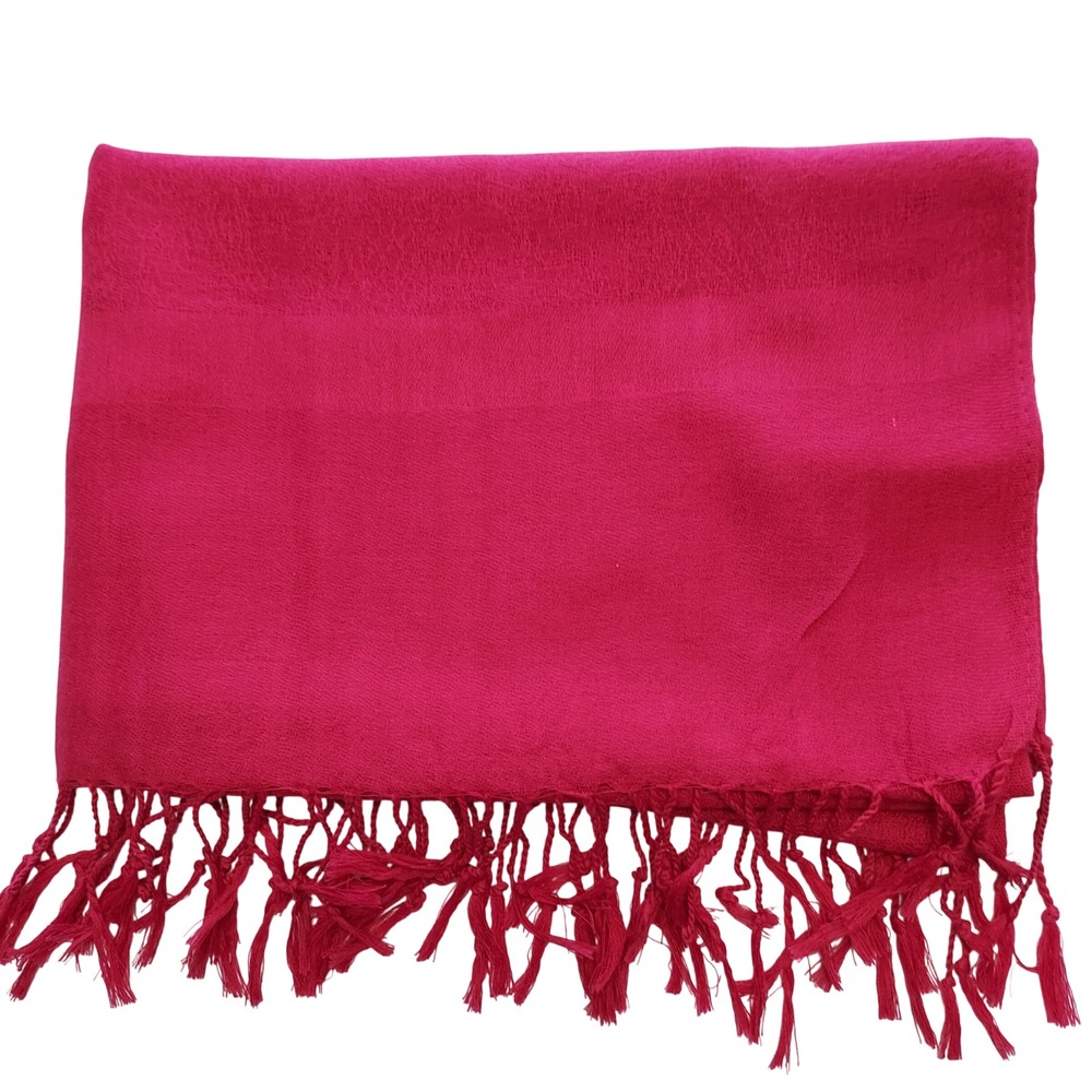 Fuchsia Pink Scarf Shawl Wrap Tassels Pashmina Style Barbie Core Soft